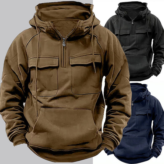 Men’s Zip-Up Hoodie Sweatshirt with Drawstring and Pocket