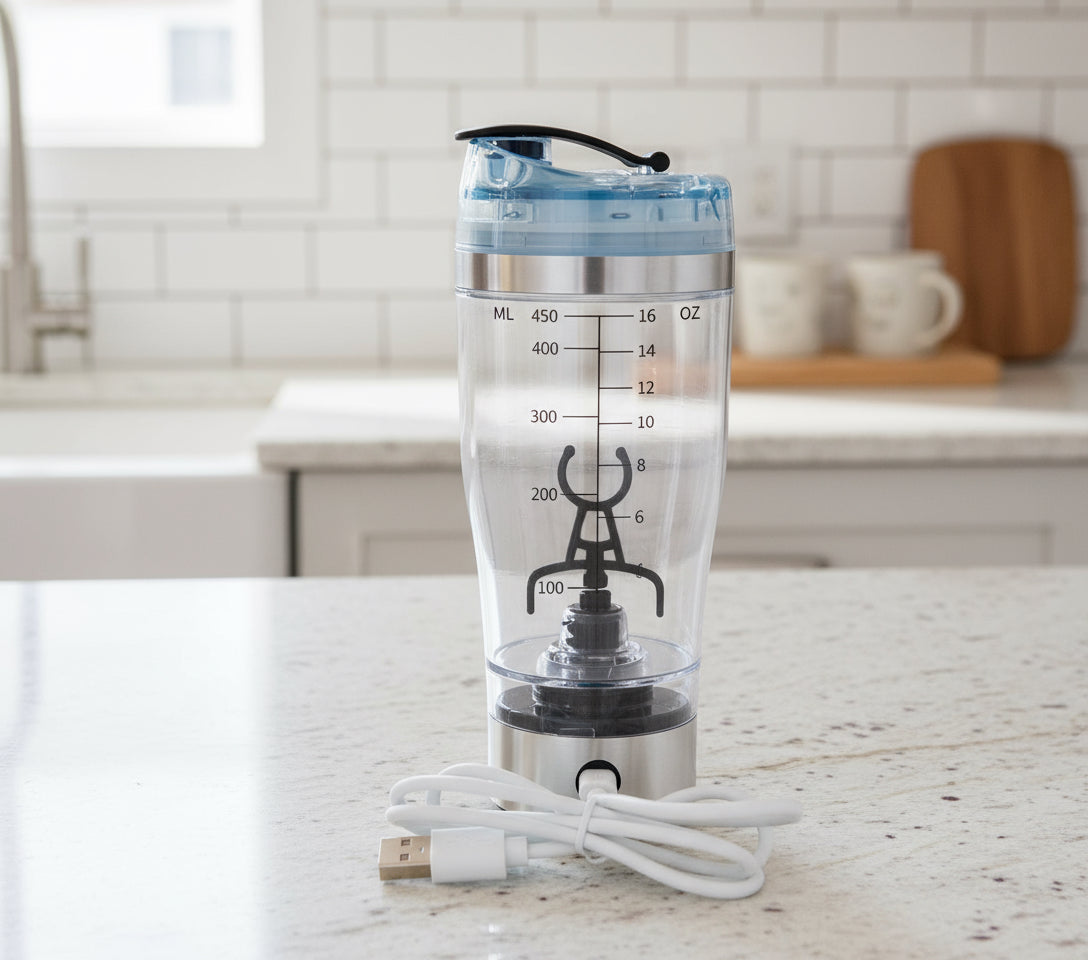 USB Rechargeable Electric Shaker Bottle – Protein & Coffee Mixer