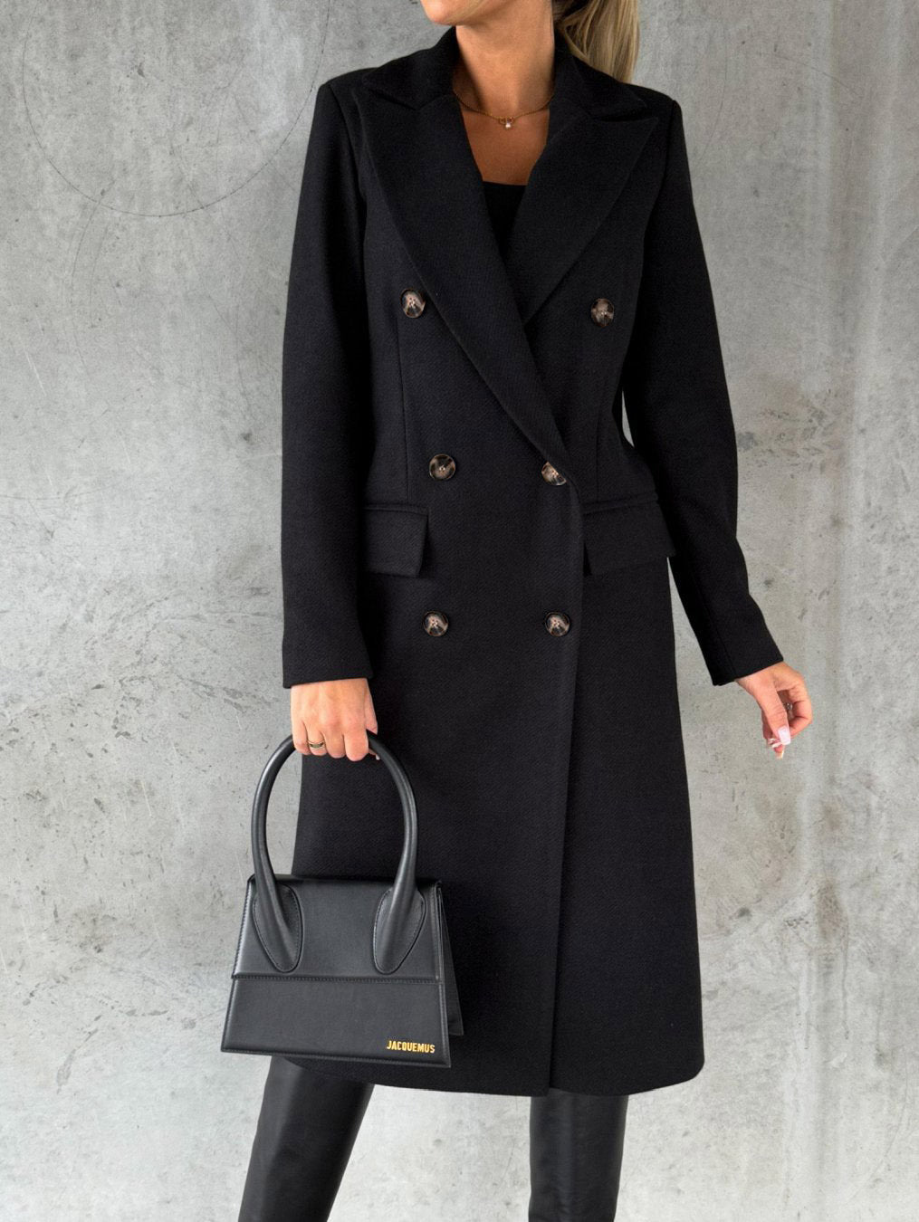 Women’s Double-Breasted Lapel Coat – Slim Long Winter Jacket