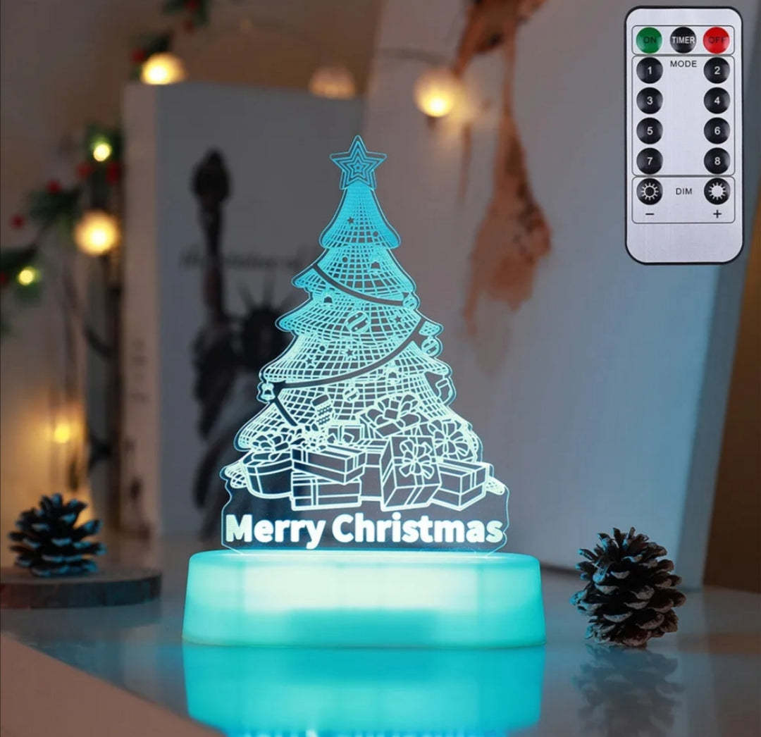 3D Christmas LED Night Light – Acrylic Holiday Lamp & Kids Gift