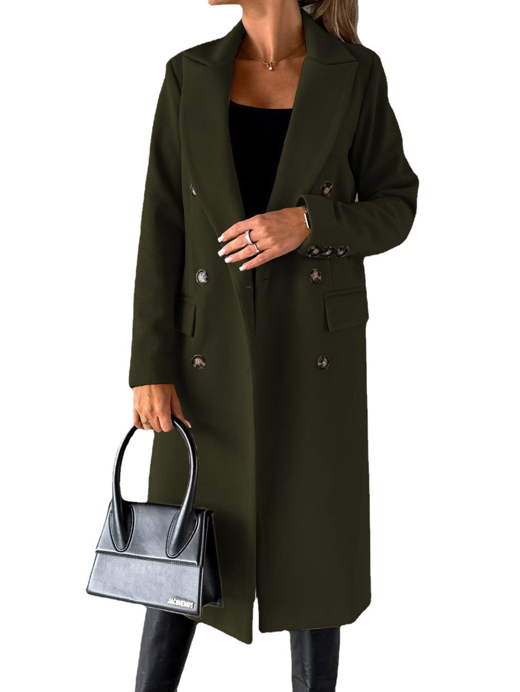 Women’s Double-Breasted Lapel Coat – Slim Long Winter Jacket