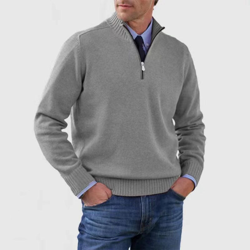 Men’s Stand Collar Zipper Sweater