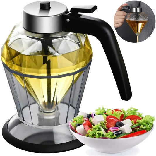 Diamond Glass Oil Jug – Press-Type Transparent Oil Dispenser