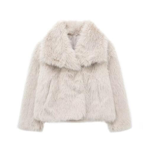 Women’s Winter Plush Coat – Warm Fluffy Lapel Jacket