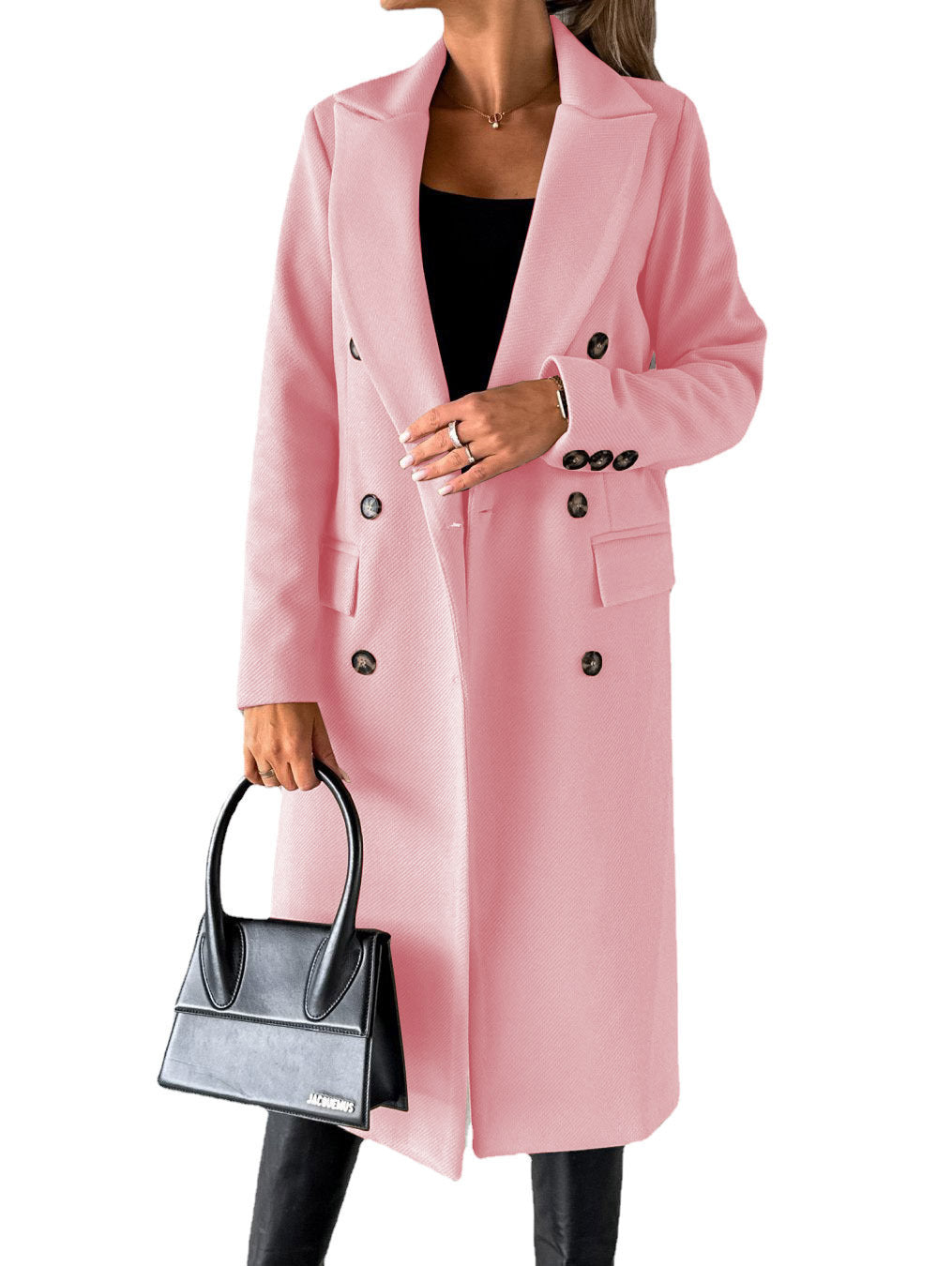 Women’s Double-Breasted Lapel Coat – Slim Long Winter Jacket