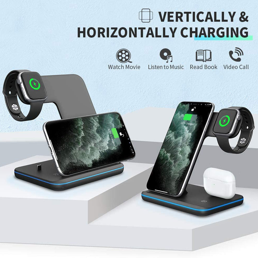 3-in-1 Wireless Charging Stand – Phone, Watch & Earbuds