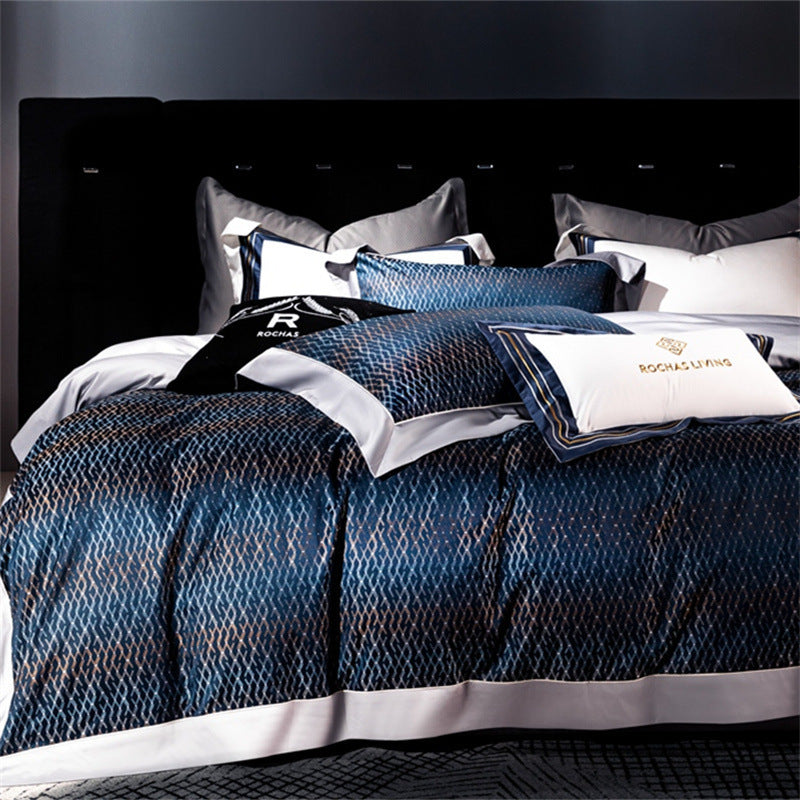 Luxury 160 Long-Staple Cotton Yarn-Dyed Jacquard 4-Piece Bedding Set