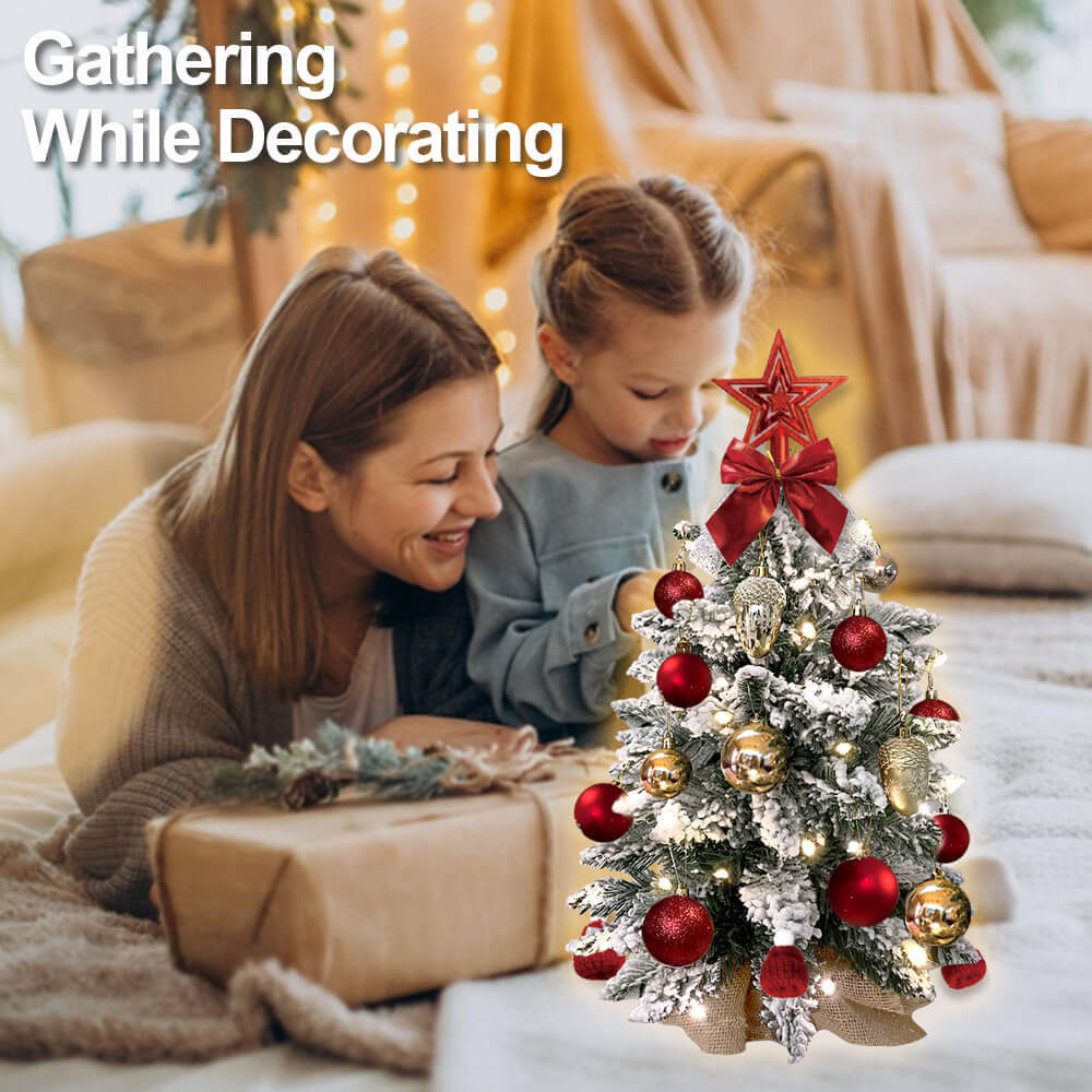 Mini Flocked Christmas Tree with Lights