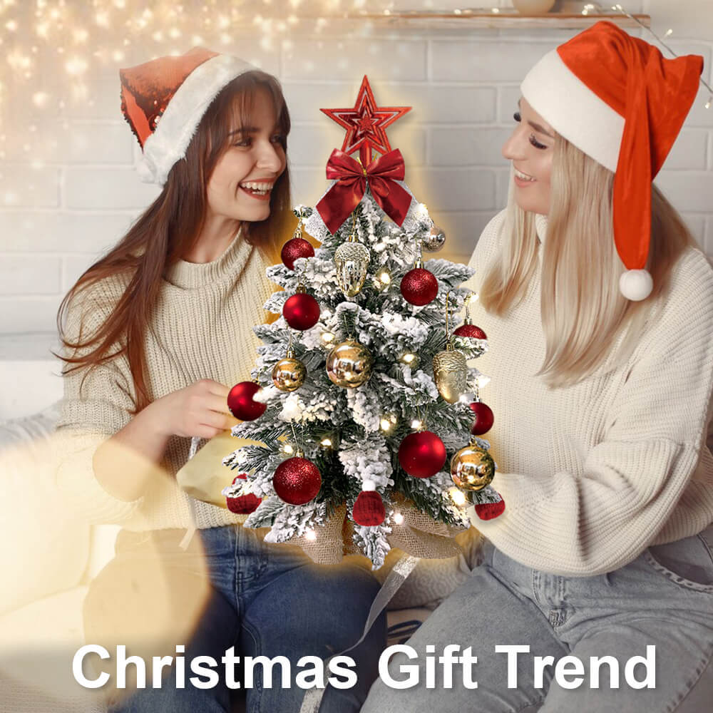 Mini Flocked Christmas Tree with Lights
