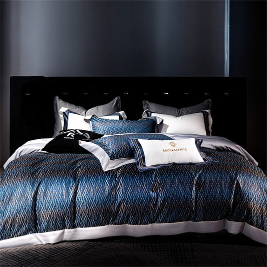 Luxury 160 Long-Staple Cotton Yarn-Dyed Jacquard 4-Piece Bedding Set