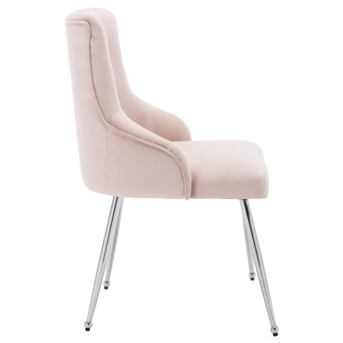 Modern Upholstered Armchair with Button Pattern & Lumbar Cushion – Metal Leg Dining & Lounge Chair