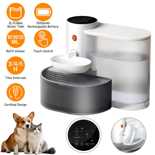 Smart Cordless Pet Water Fountain – 3L Automatic Dispenser