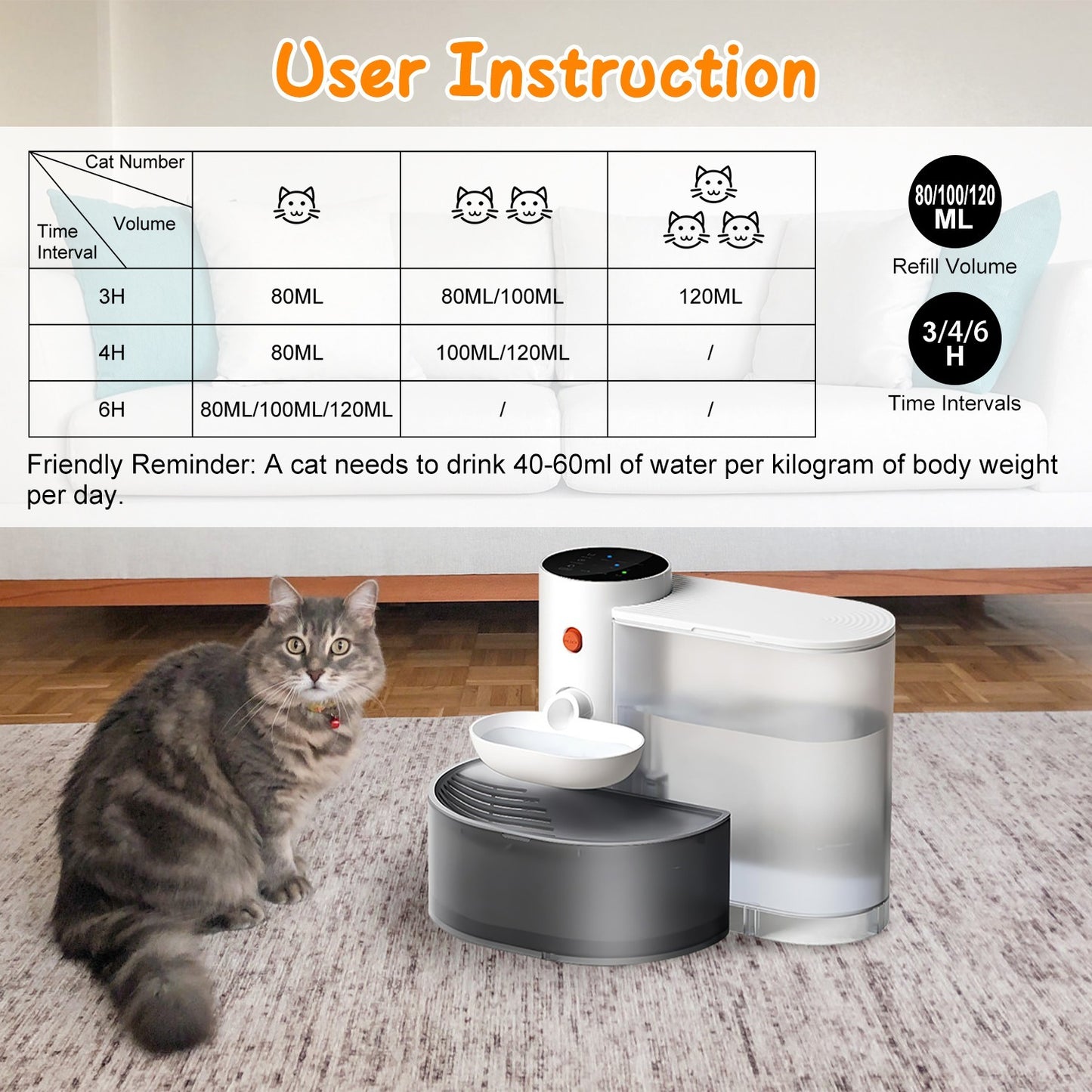 Smart Cordless Pet Water Fountain – 3L Automatic Dispenser