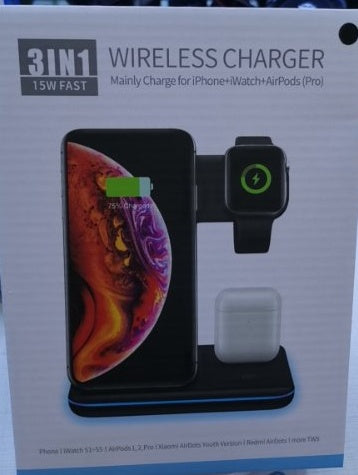 3-in-1 Wireless Charging Stand – Phone, Watch & Earbuds