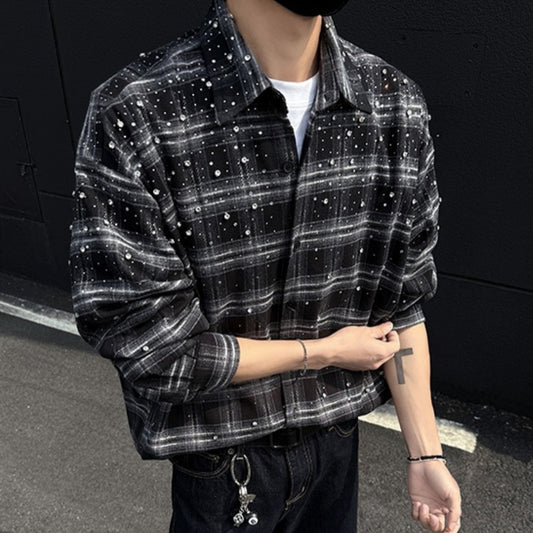 Men’s Retro Starry Embroidery Shirt Coat