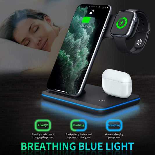 3-in-1 Wireless Charging Stand – Phone, Watch & Earbuds