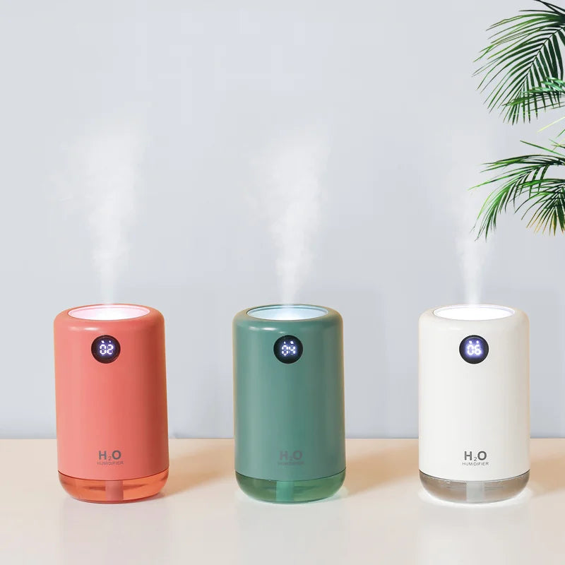 Wireless Ultrasonic Air Humidifier – 500ml Portable Aroma Diffuser with LED Battery Display