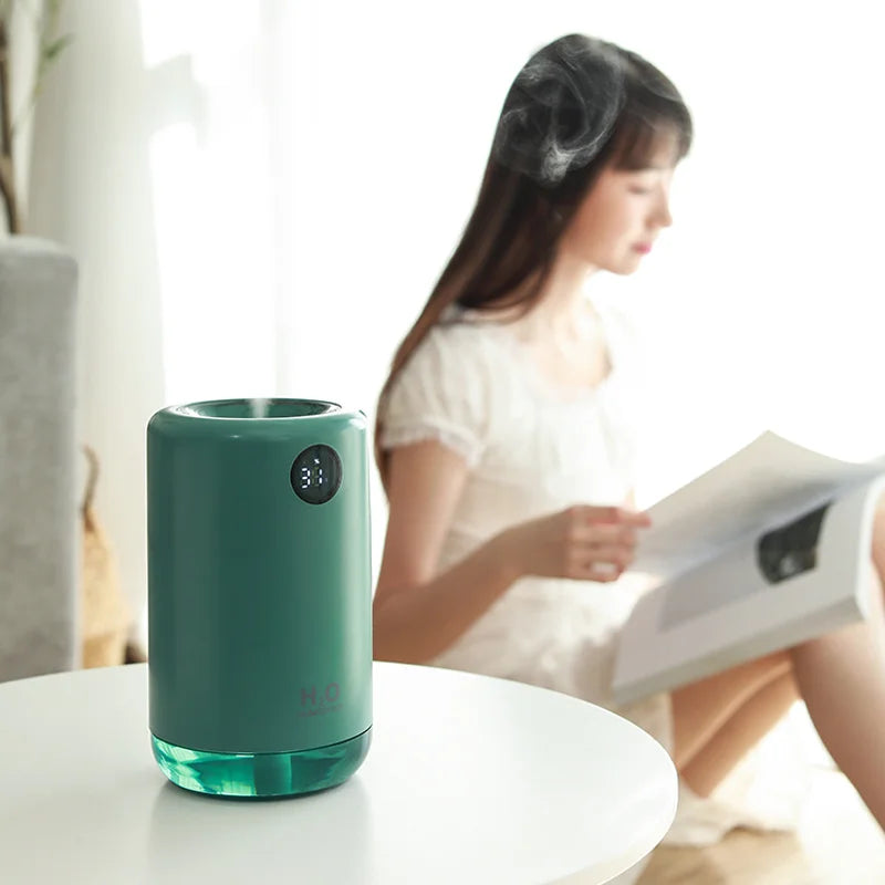 Wireless Ultrasonic Air Humidifier – 500ml Portable Aroma Diffuser with LED Battery Display