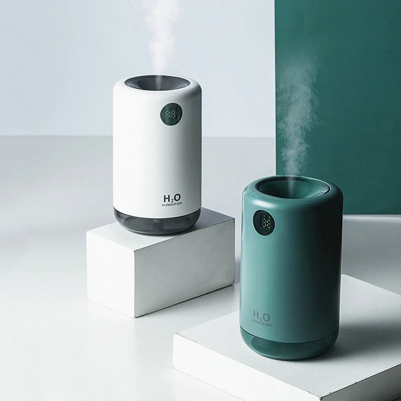Wireless Ultrasonic Air Humidifier – 500ml Portable Aroma Diffuser with LED Battery Display