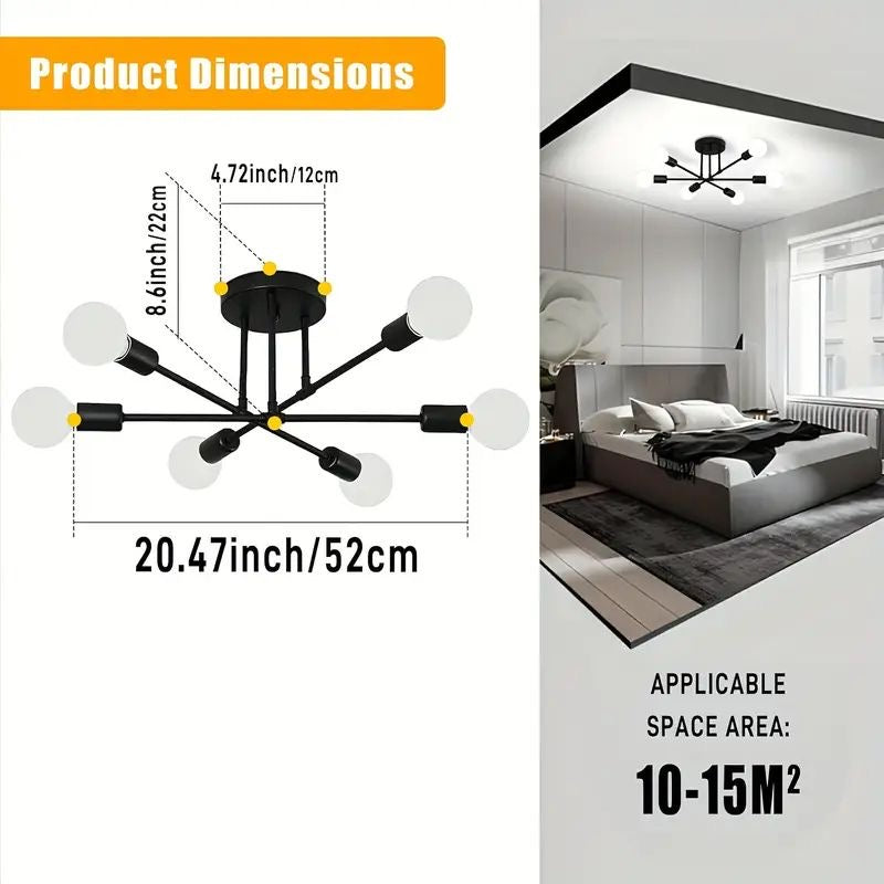 Modern Black Semi-Flush Ceiling Light