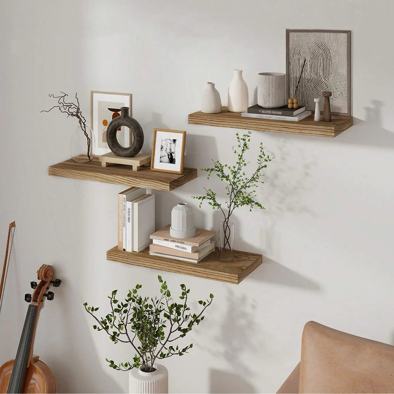 Rustic Wooden Floating Wall Shelf