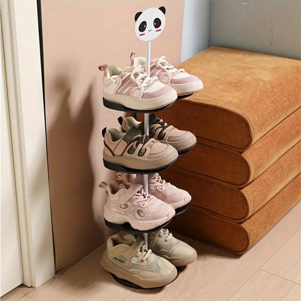 Multi-Layer Rotating Shoe Rack – Cute Cartoon Animal Adjustable Shoe Organizer