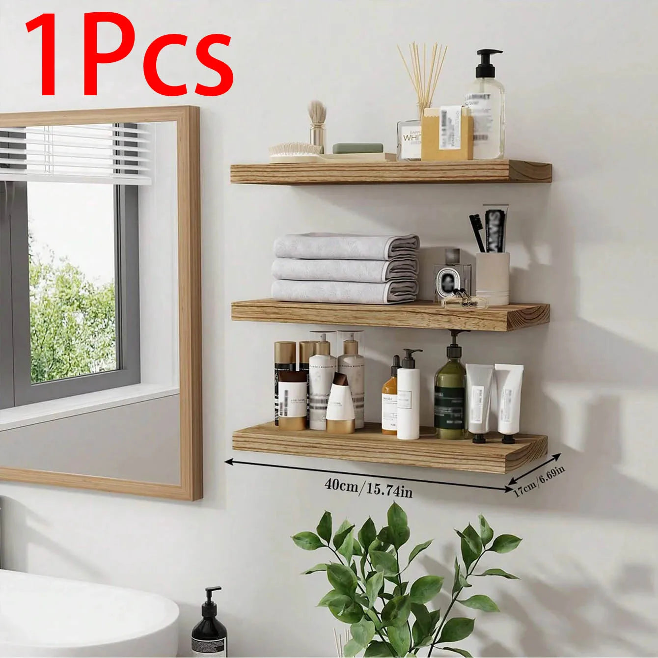 Rustic Wooden Floating Wall Shelf