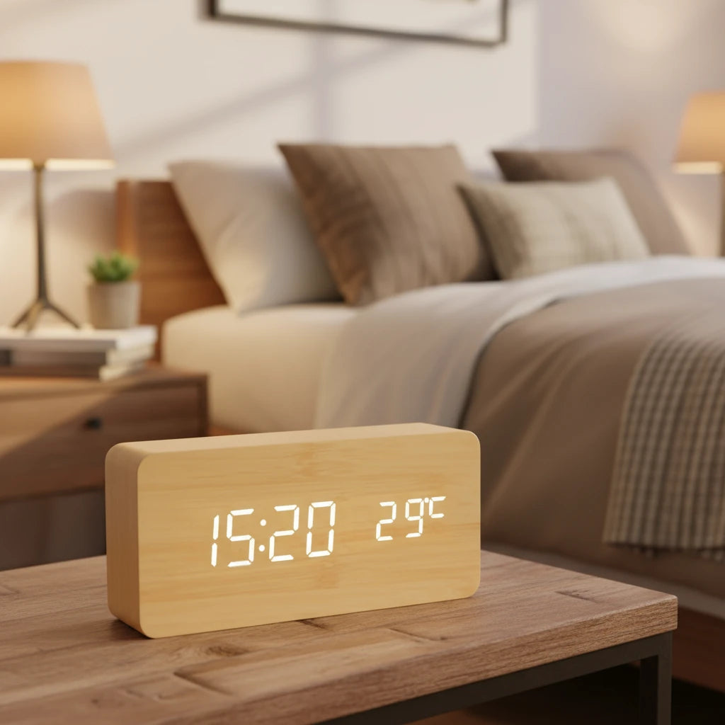 Wooden LED Alarm Clock