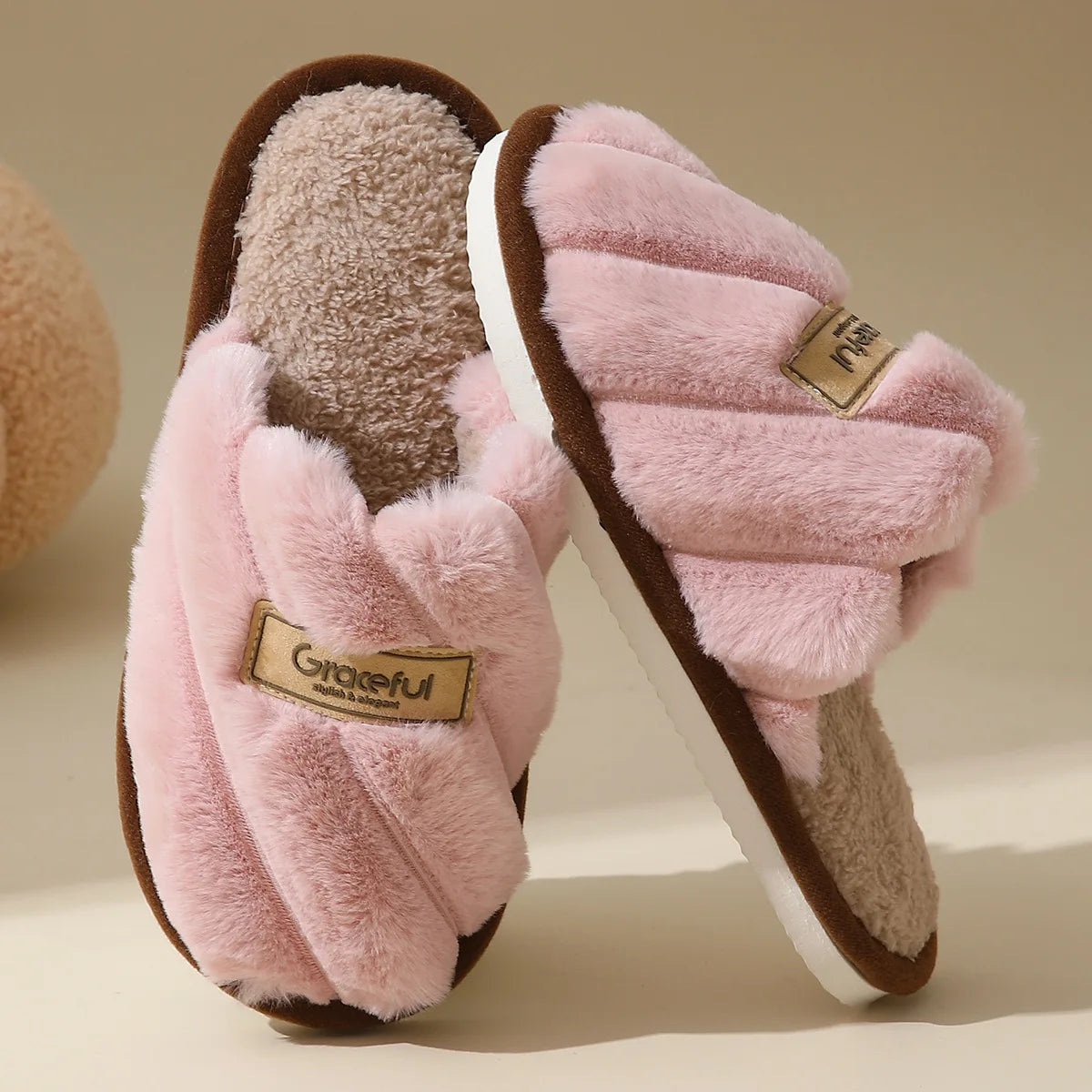 Winter Warm Plush Indoor Slippers – Non-Slip Soft Comfort Home Shoes