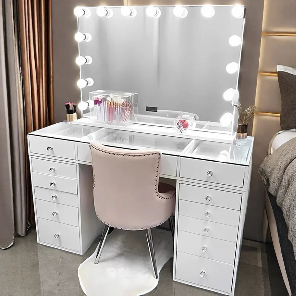 Modern Wooden Vanity Table with Mirror