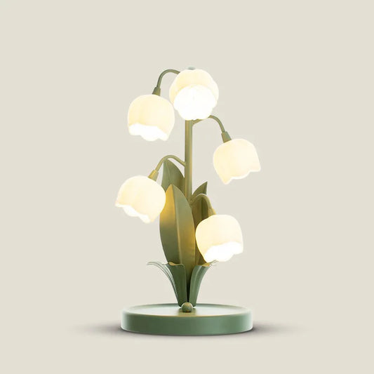 Vintage Floral 5-Lily Table Lamp – LED Bedroom & Living Room Nightstand Light