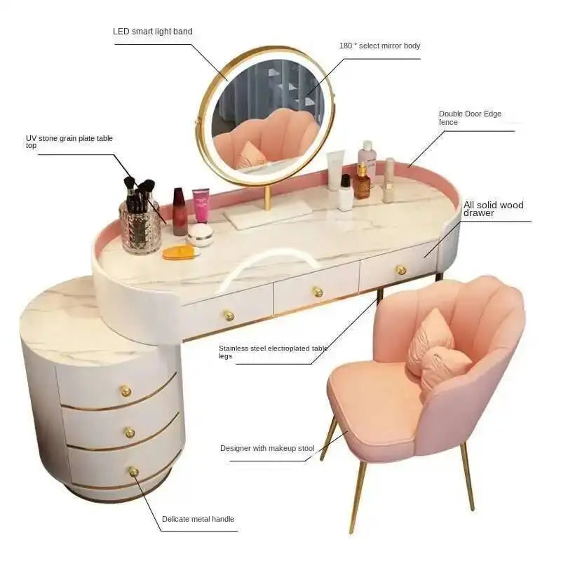 Nordic LED Makeup Dressing Table Set