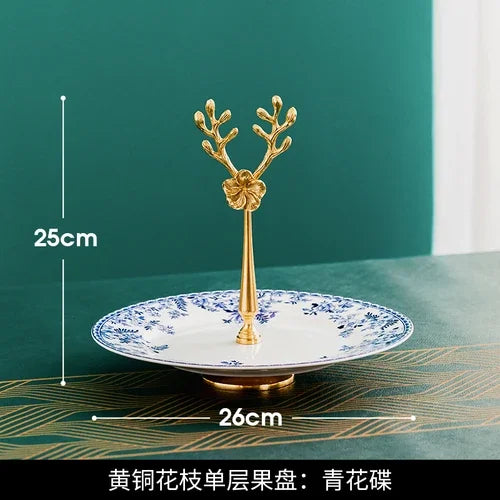 2-Layer Brass Glass Dessert Stand
