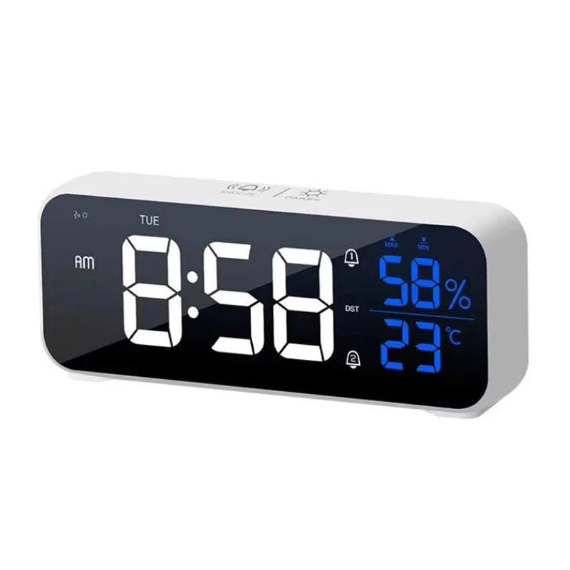 Digital Alarm Clock – Electronic Table Clock with Temperature, Humidity & Dual Alarms