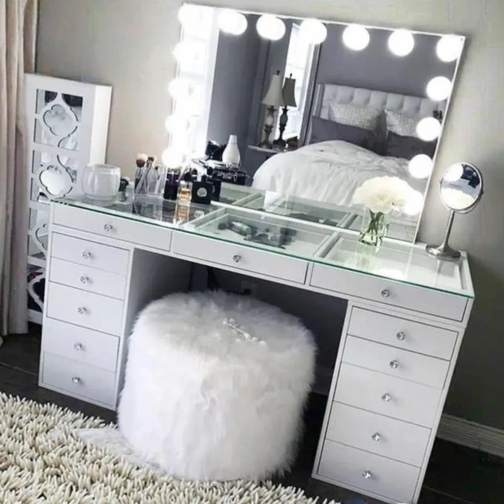 Modern Wooden Vanity Table with Mirror