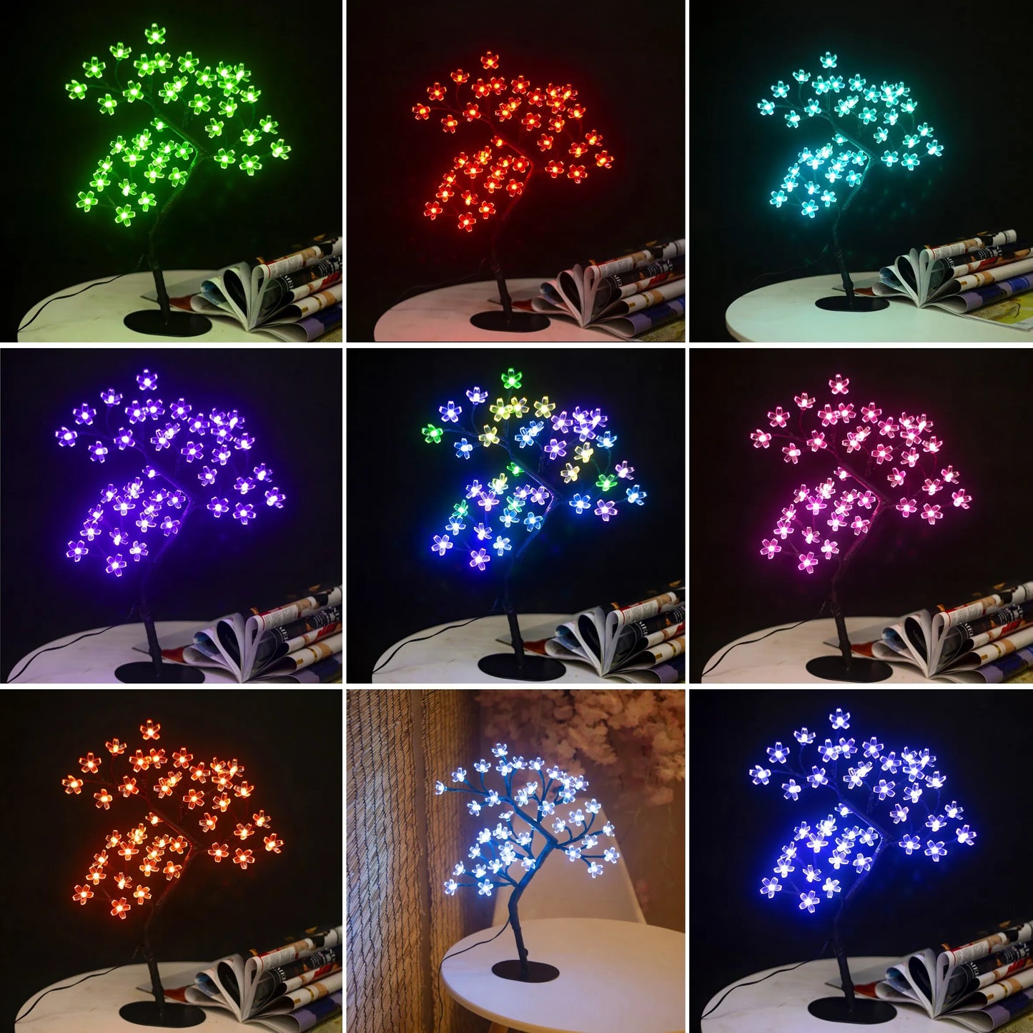 Cherry Blossom LED Table Tree Night Light – USB Powered Touch Switch