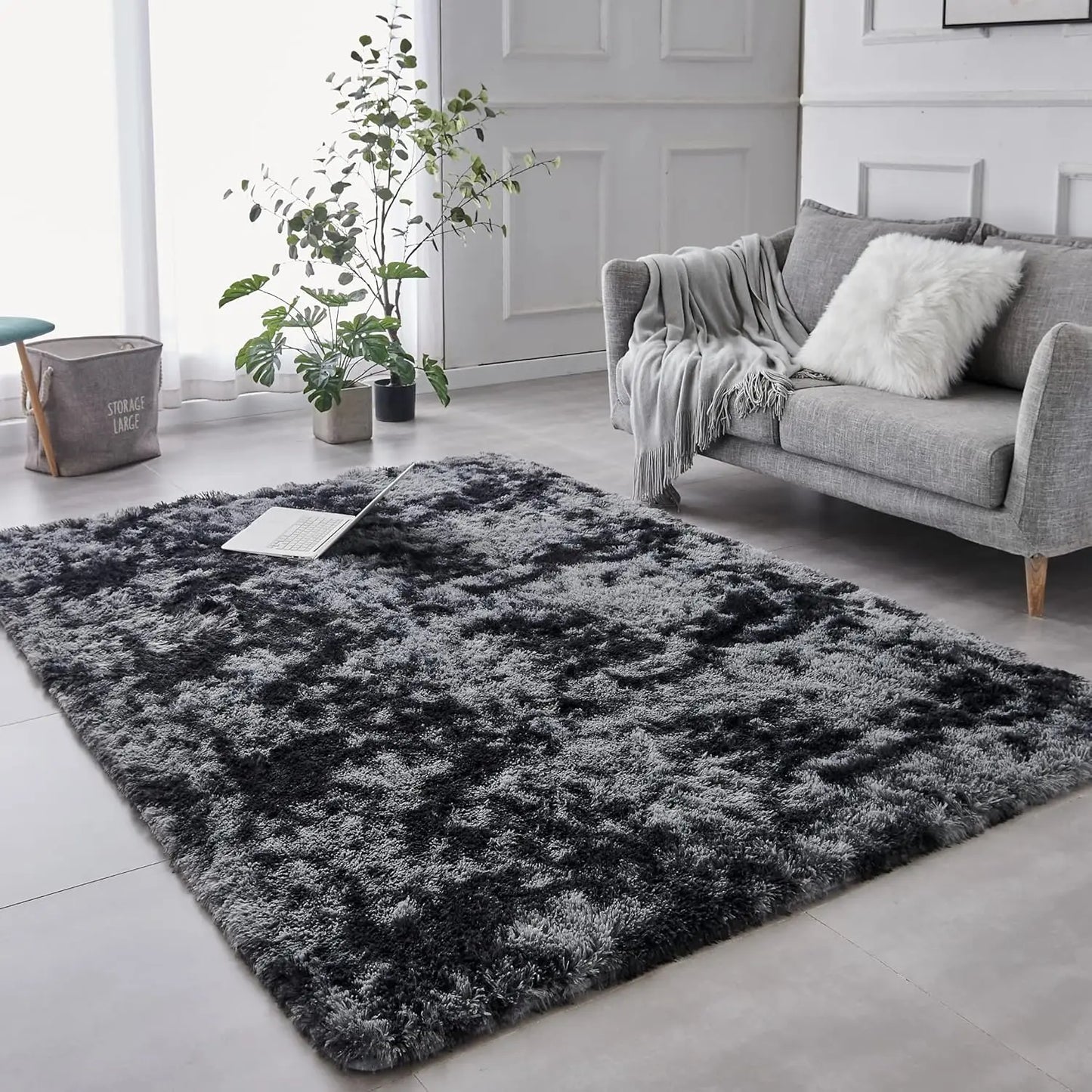 Soft Tie-Dye Plush Carpet – Modern Cozy Bedroom & Living Room Rug