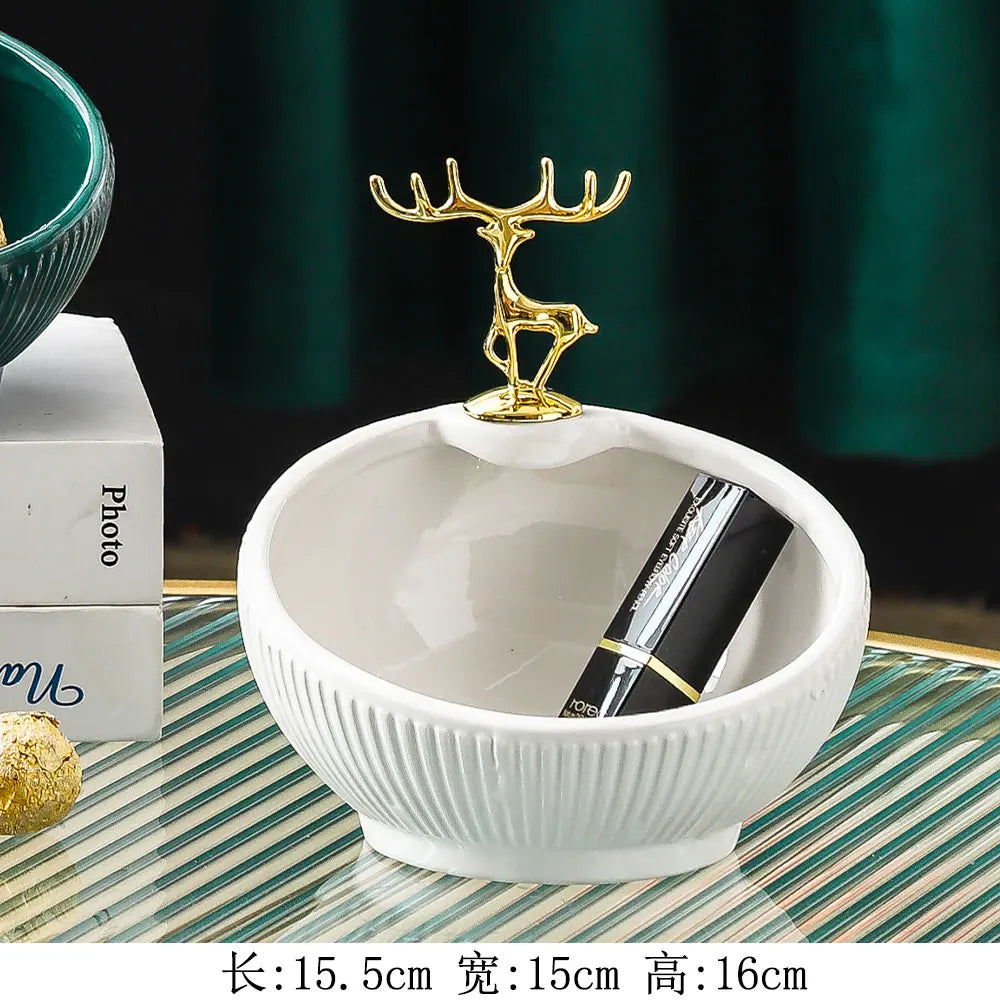 Gilded Deer Decorative Bowl