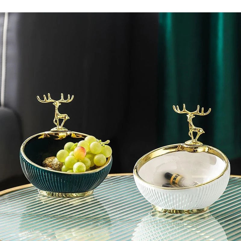 Gilded Deer Decorative Bowl