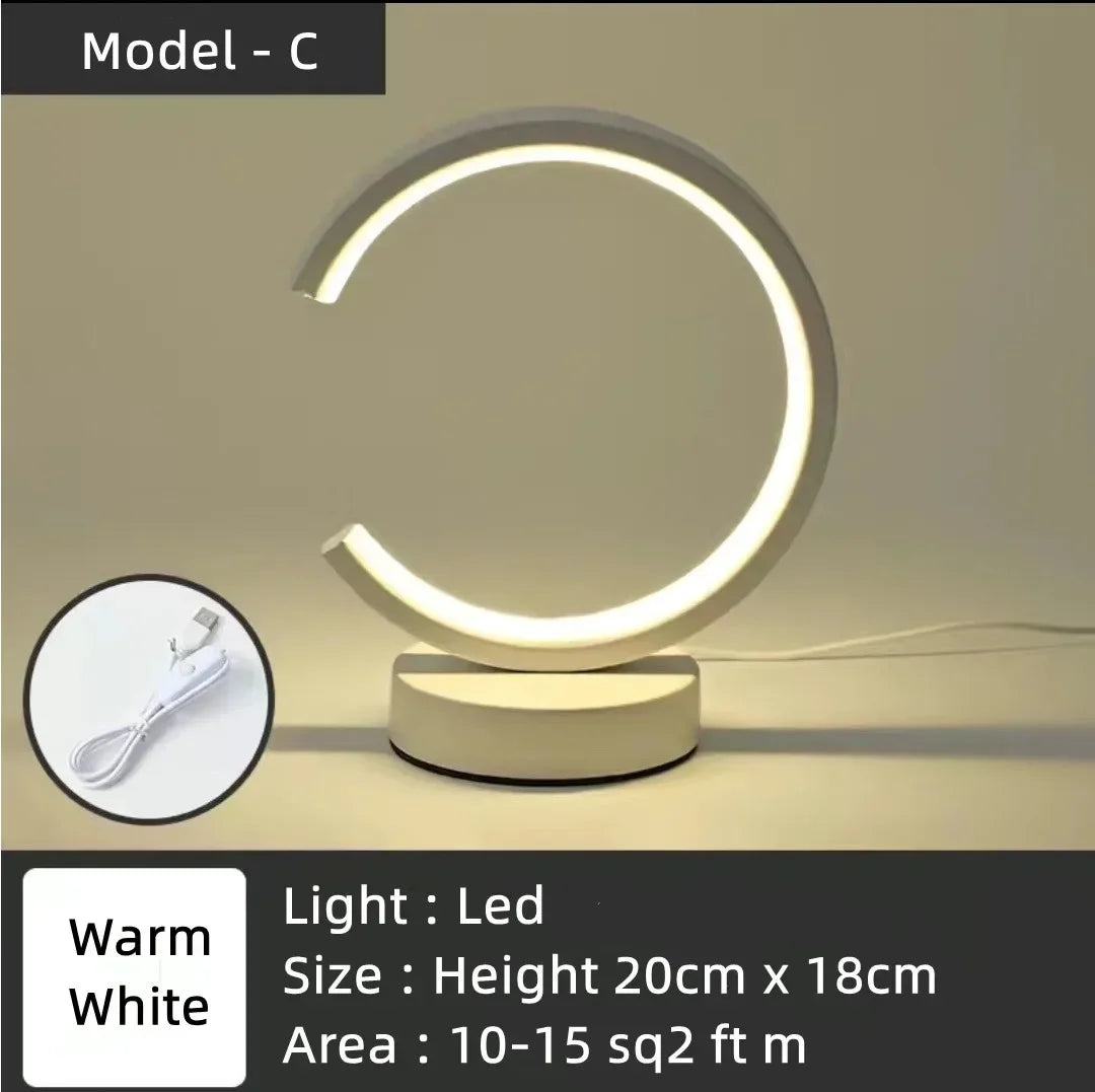 20cm LED Ring Table Lamp – Dimmable Circular Night Light