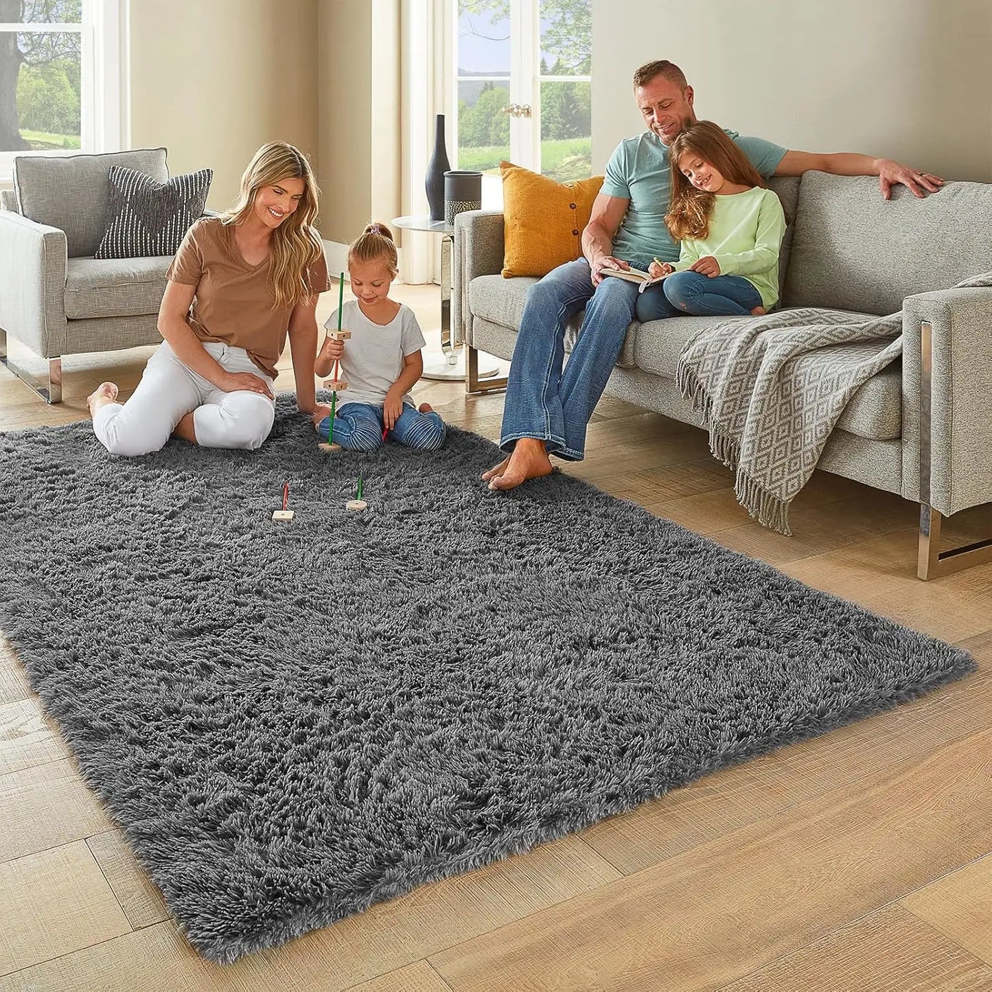 Soft Tie-Dye Plush Carpet – Modern Cozy Bedroom & Living Room Rug