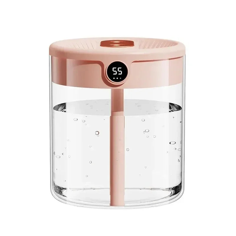 Dual Spray Humidifier – 2L Quiet USB Air Diffuser with LED Digital Display & Night Light