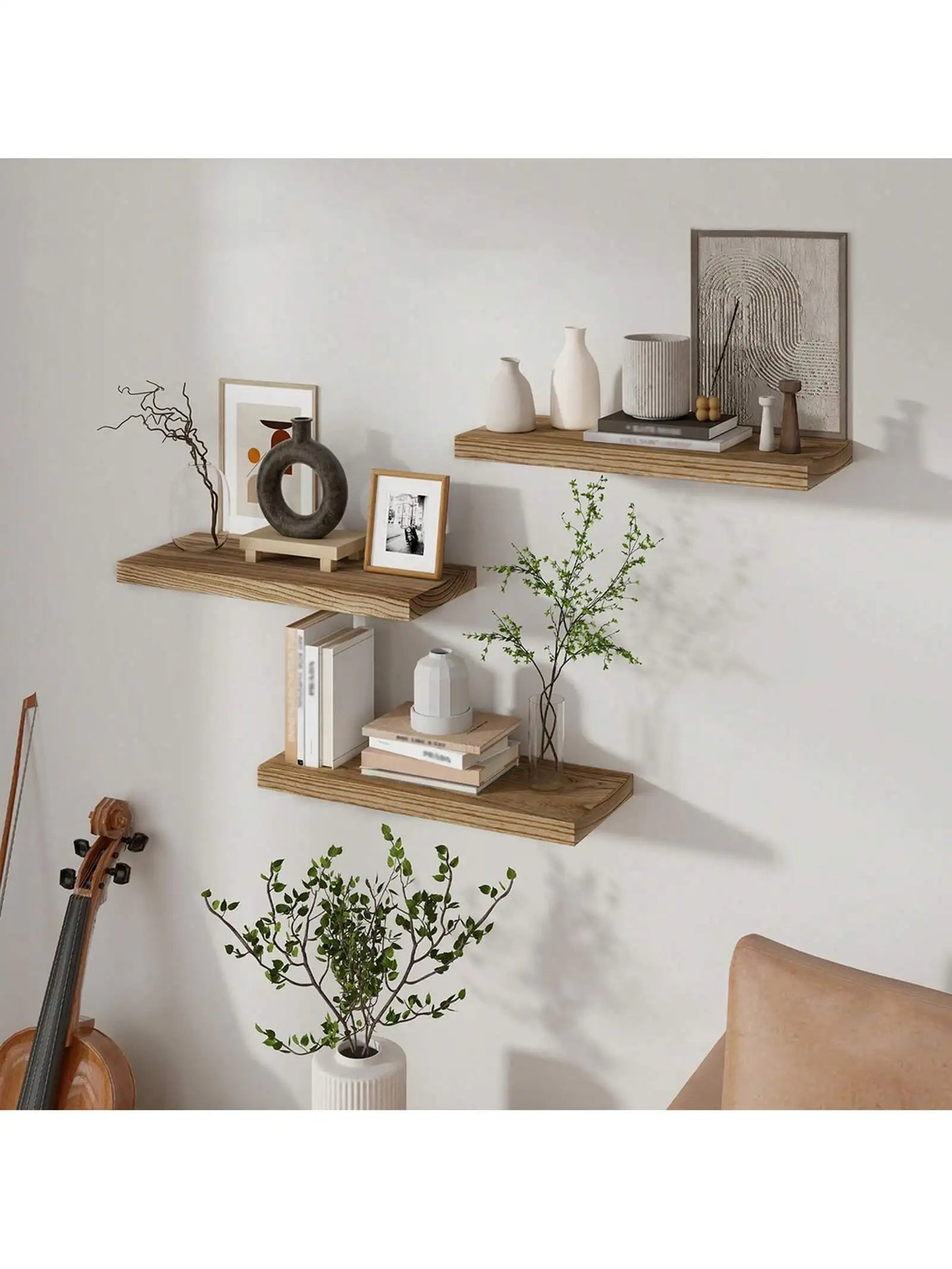 Rustic Wooden Floating Wall Shelf