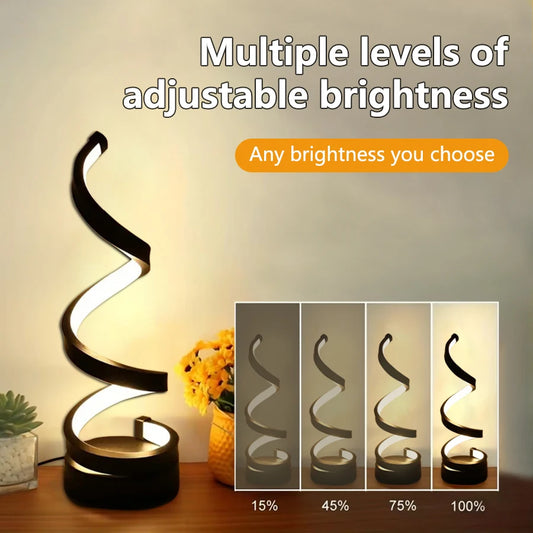 Modern Spiral LED Table Lamp – Dimmable Bedside & Desk Light
