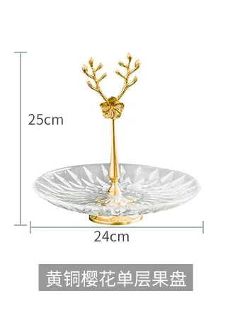 2-Layer Brass Glass Dessert Stand