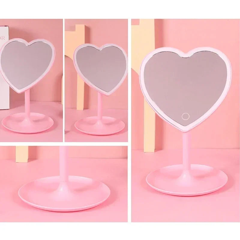 Heart-Shaped LED Makeup Mirror – Rechargeable