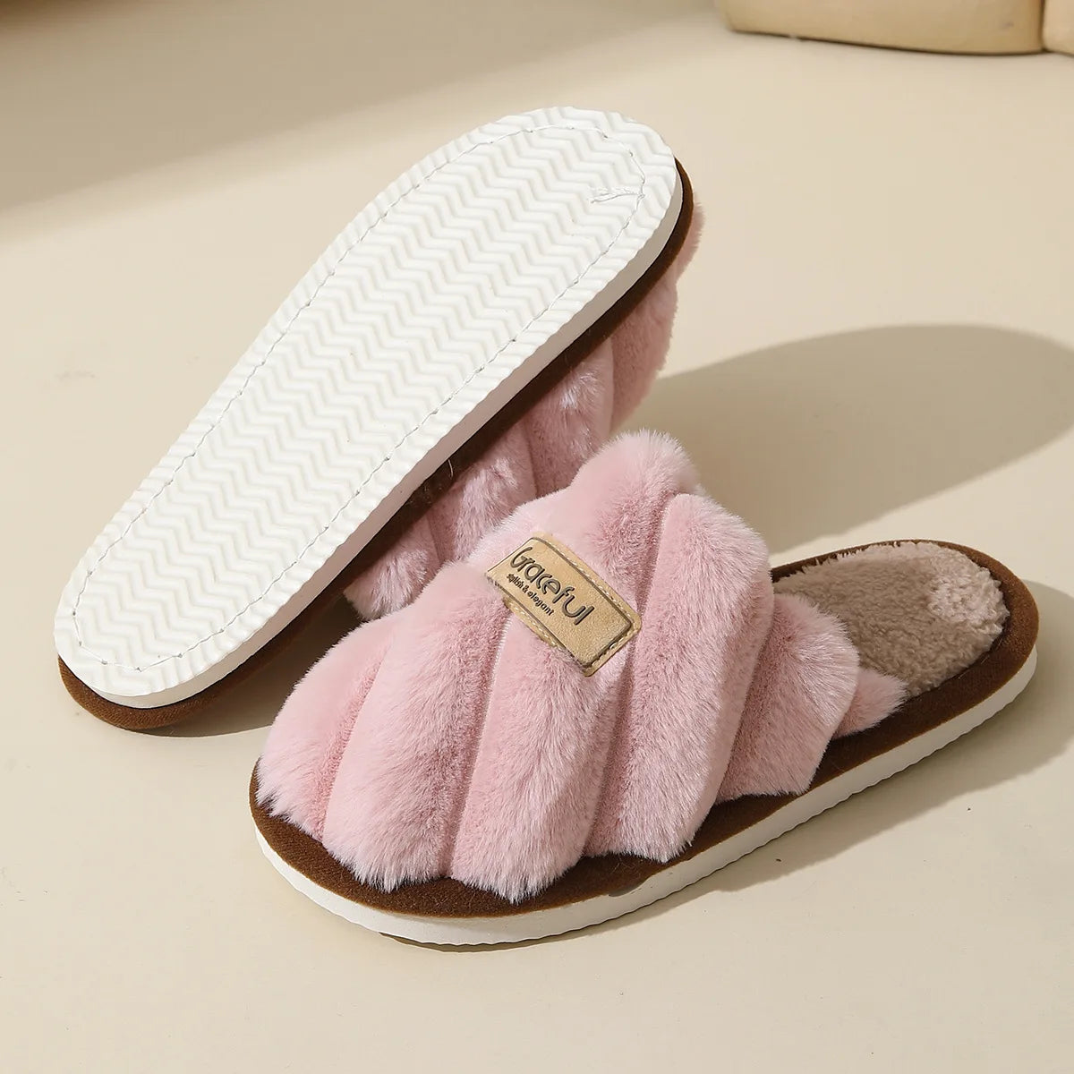 Winter Warm Plush Indoor Slippers – Non-Slip Soft Comfort Home Shoes