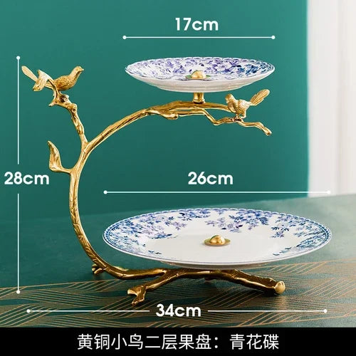 2-Layer Brass Glass Dessert Stand