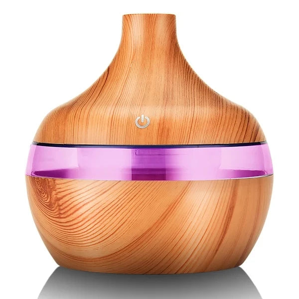 Wood Grain Ultrasonic Aroma Diffuser – 300ml Cool Mist Humidifier