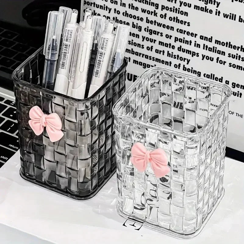 Clear Acrylic Desk Organizer with Bow